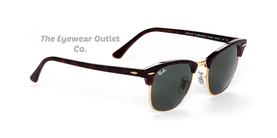 Lente Rayban Clubmaster Tortoise RB3016 verde G15 para exhibición de tienda 51 mm Foto 4 de 4