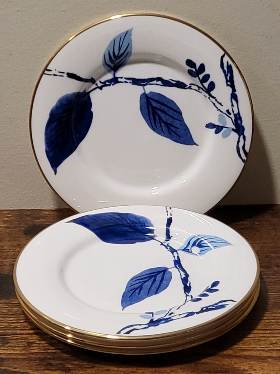 Kate Spade Birch Way Indigo by Lenox Bone China 4 Piece Saucer Set