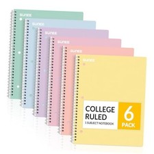 Spiral Notebooks Pack, 1-Subject, College Ruled Paper, 8" x 10-1/2", 70 6
