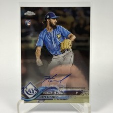 2018 Topps Chrome Rookie Autographs Hunter Wood RC Auto RA-HW Tampa Rays NM Card. rookie card picture