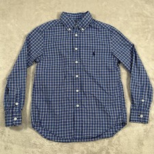 Polo Ralph Lauren Shirt Kids Size Small Blue Plaid Natural Stretch Button Down