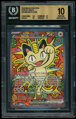 2026 Pokemon Meowth ex SIR Mega Evolution Perfect Order BGS 10