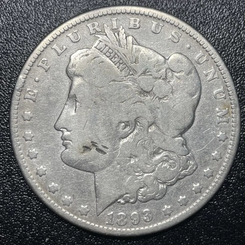 1893-P Morgan Silver Dollar $1 VG Very Good Details Cleaned Semi-Key Date