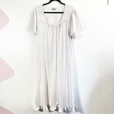 Vintage Maxi Nightgown Sz Large White Cotton Ruffle Cottagecore Tradwife