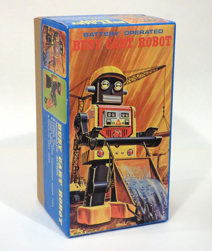 Tin Japan Reproduction Box Only for 1970s BUSY CART ROBOT Space EXC!