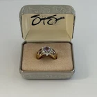 VINTAGE Suzanne Somers Gold Vermeil Amethyst CZ Heart Halo Dome Ring 8 w/Box