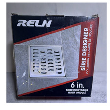 RELN 6 in Stainless Steel Square Shower Drain Grate w/ Hair Strainer