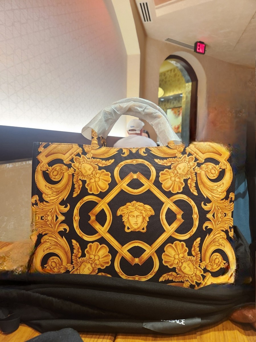 Versace Medusa Barocco large tote bag black/gold original for