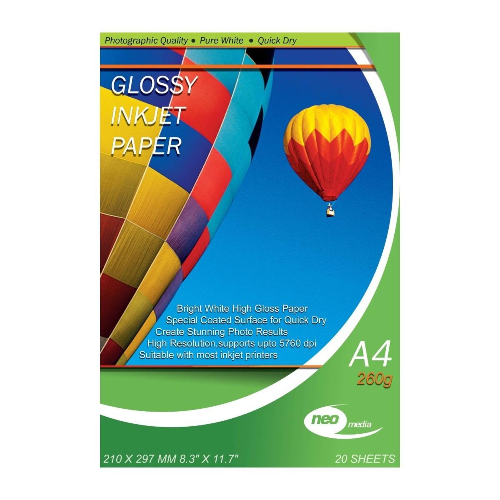 Neo Media Glossy A4 Inkjet Photo Paper 260gsm - 20 Sheets