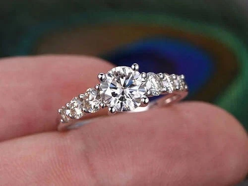 2.20 Ct Round Cut Lab Grown Diamond Wedding Ring 14K White Gold size 6 - Image 2 of 4