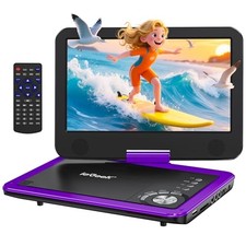 Portable DVD Player 12.5", with 10.5" HD Swivel Screen, Car Travel DVD Purple