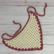 Crochet Bandana Headband Headscarf Handmade Boho Hippie Cotton Cream And Red