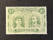 Rhodesia 1910 KGV Double Head ½d Yellow-Green p14 Mint SG119 cat £20