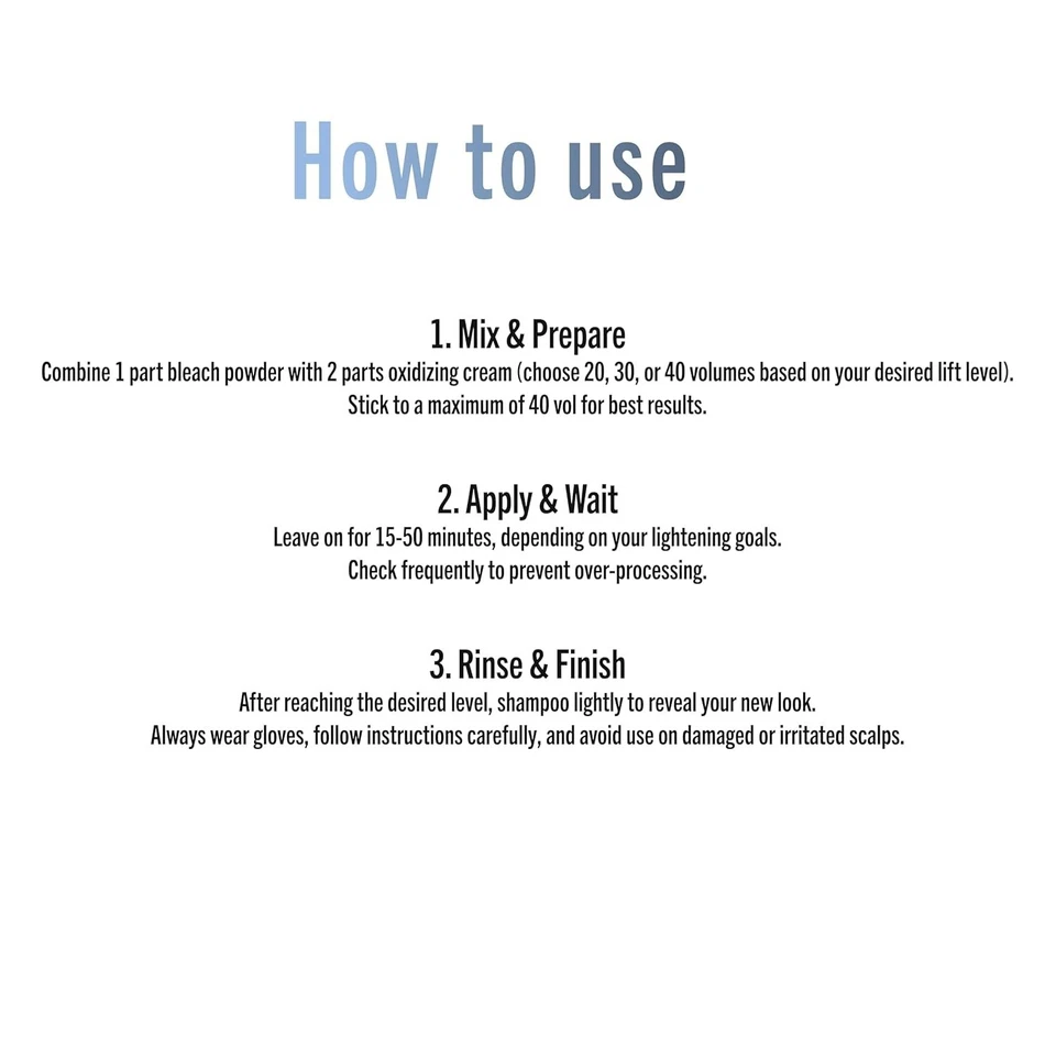 Polvo blanqueador sin polvo Blue Premium para cabello - Fórmula antiamarilla, hasta 7 niveles Foto 4 de 4