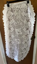 Set Of 2 - 46”x20” Oval White Floral Lace Table Runners. *See Desc