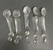 Set of 5 Clear Multi-Faceted Crystal Chandelier Prism 5 Strands of 4 crysal each