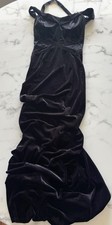 Windsor Black Velvet Halter Formal Gown Lace Empire Mermaid XS 0