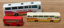 3x Metal Bus Coach: Corgi Plaxtons Paramont S500, Majorete Neoplan, London Bus