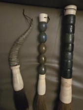 Jade/Bone Handle Vintage Chinese Caligraphy Three Brush Set