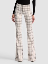 $395 ALICE + OLIVIA "Olivia" Twill Bootcut Pants - Cool Girl Plaid Check - 6