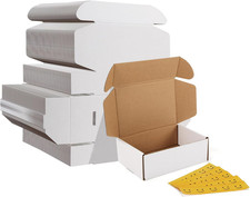 HORLIMER 6x4x2 inches Shipping Boxes Set of 75, White Corrugated Cardboard Box L