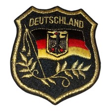 Deutschland Germany Shield Patch 3.25  Embroidered Iron-On Emblem Black Gold