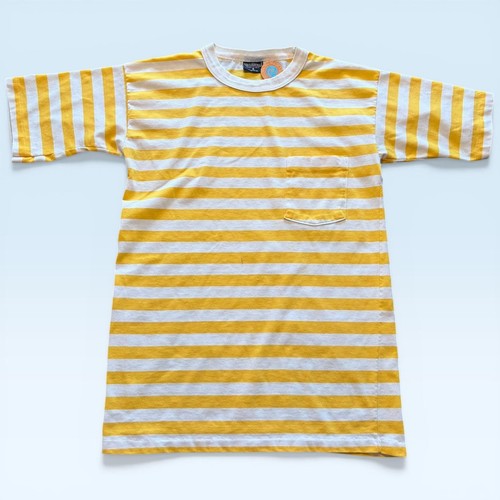 Chesterfield Shirt Mens Small Yellow White Stripe Pocket Crewneck Tee USA - Picture 1 of 11
