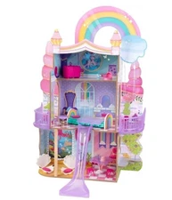 KidKraft 20050 Rainbow Dreamers Unicorn Mermaid Dollhouse with EZ Kraft Assembly