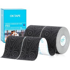 OK TAPE PRO Kinesiology Tape, 2inch x Long Roll 16ft 2 Rolls, Black black