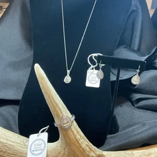 J Francis Embellished w/Zirconia by Swarovski Ring Sz 10, Necklace and Earrings