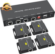 HDMI Extender Splitter up to 165Ft 1 in 4 Out over Cat5E or 6 or 7 Repeater Balu