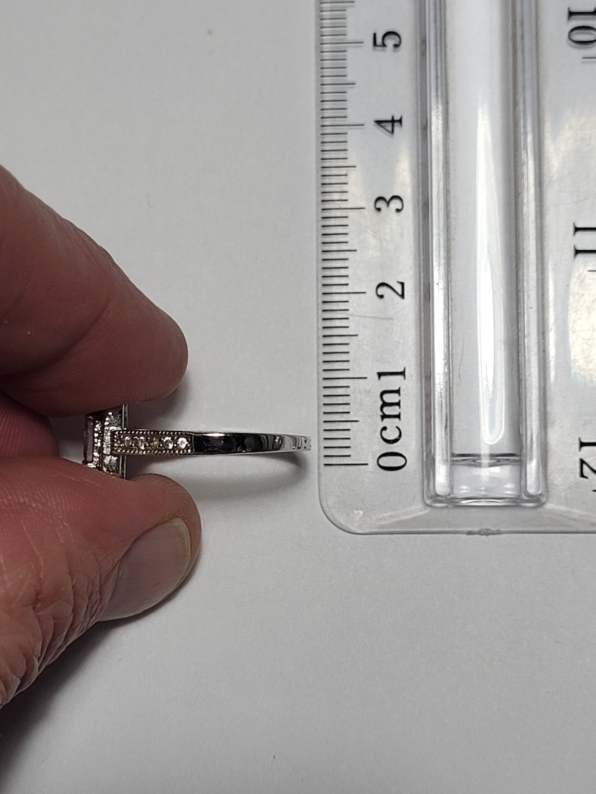 Silvertone Ring Clear Rhinestone Solitaire Halo E… - image 11