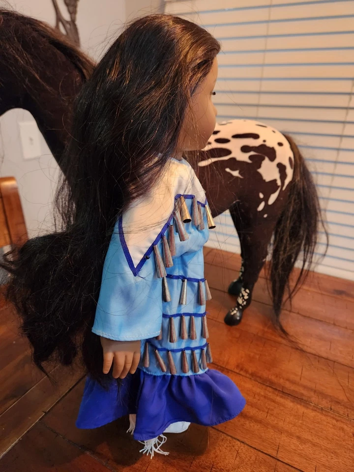 Pleasant Co. American Girl Doll Kaya In Blue Jingle  Dress And Horse - Image 4 of 4