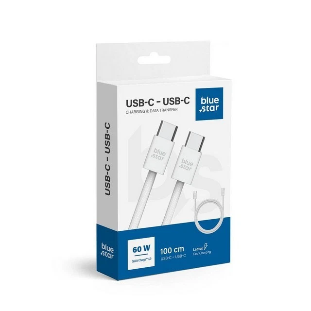 Blue Star Cavo Usb-c Ricarica Fast 1m 60w White Per Huawei Honor Note 8 V8 Max - Immagine 2 di 4