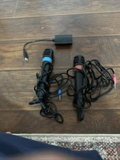 2 Singstar Microphones & USB Converter Red Blue PS2, PS3, PS4