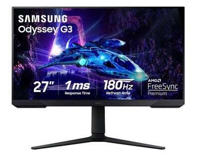 Samsung 27-Inch Odyssey G3 (G30D) Series FHD Gaming Monitor, 1ms, 180Hz