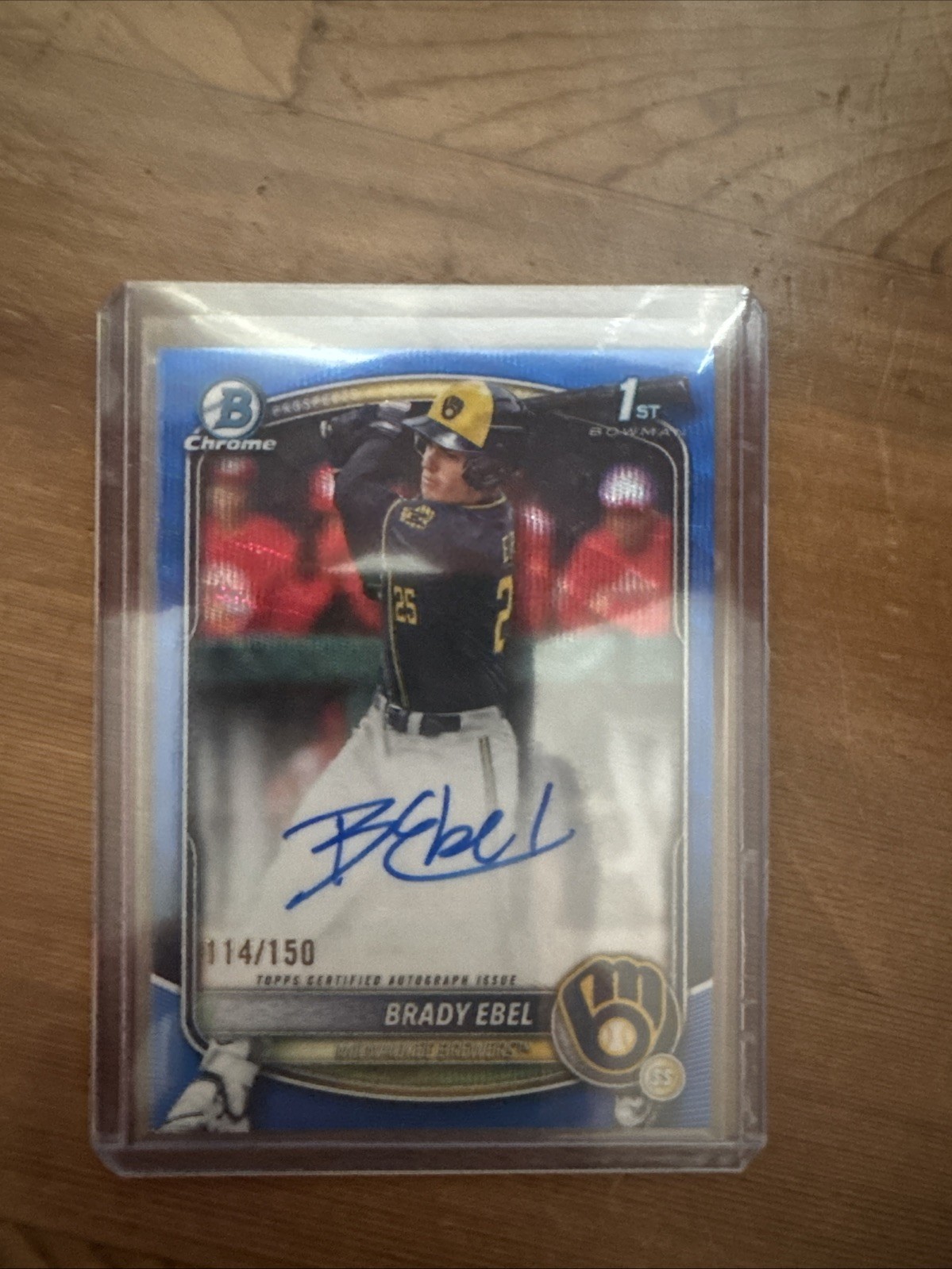 2025 Bowman Draft Chrome Prospect Autographs Brady Ebel Blue Wave Refractor /150