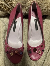 MARC JACOB Sz 7 Purple Leather Jeweled Open-toe Heels/Pumps W/Gems Never Worn