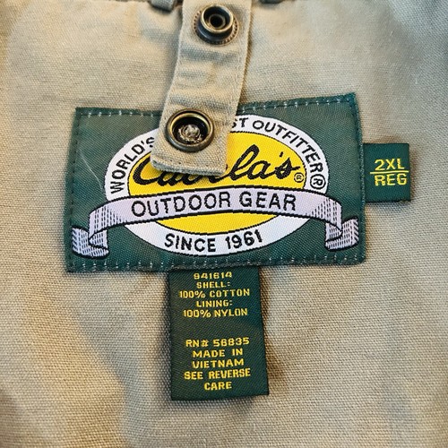 Vintage Cabelas Khaki Orange Hunting Jacket Vest Removable Sleeves Men’s 2XL - Picture 12 of 14