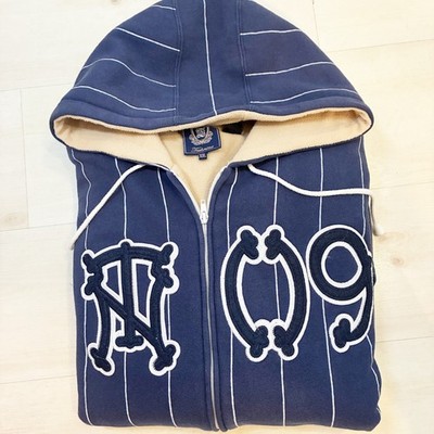 Technine Vintage Navy Striped Hooded Snowboarding Sweatshirt Size XXL