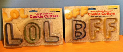 NEW LOL & BFF Metal Cookie Cutters Kitchen Collection Dishwasher Safe