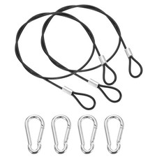 20 Inch Safety Cable Lock, 2 Pcs 304 Stainless Steel Security Wire Rope Black