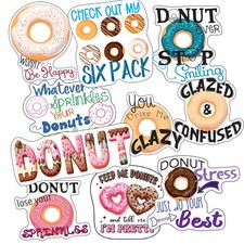 Donut Stickers, Ten Vinyl Stickers Supporting Donut, Great Donut Gift, Decorativ