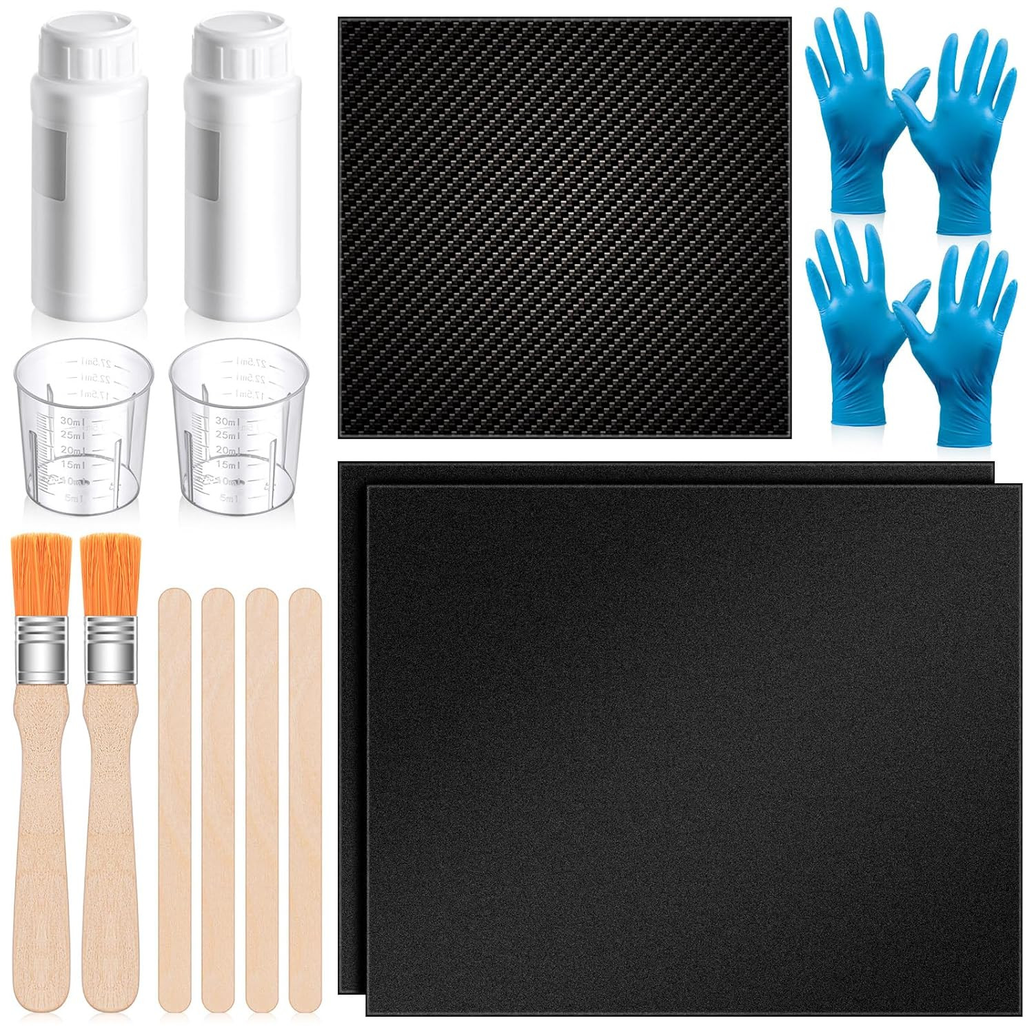 15 Pcs Carbon Fiber Repair Kit with 3K 200G Plain Weave Carbon Fiber Fabric, Epo