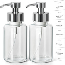 Foaming Soap Dispenser, 14.1 Oz/400Ml Foaming Hand Soap Dispenser, 2 Pack Glass