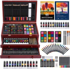 Color More Art Supplies, 175-Pack Deluxe Art Set Drawing Painting Kit with 2 Dra