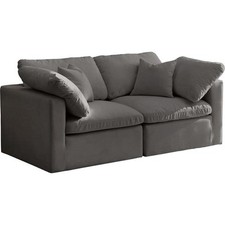 Trent HomeContemporary Gray Velvet Cloud Modular Sofa