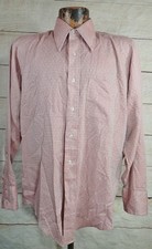 Vtg 70s Arrow Dagger Collar Sanforized Disco Shirt Mens L Red White Diamond AOP