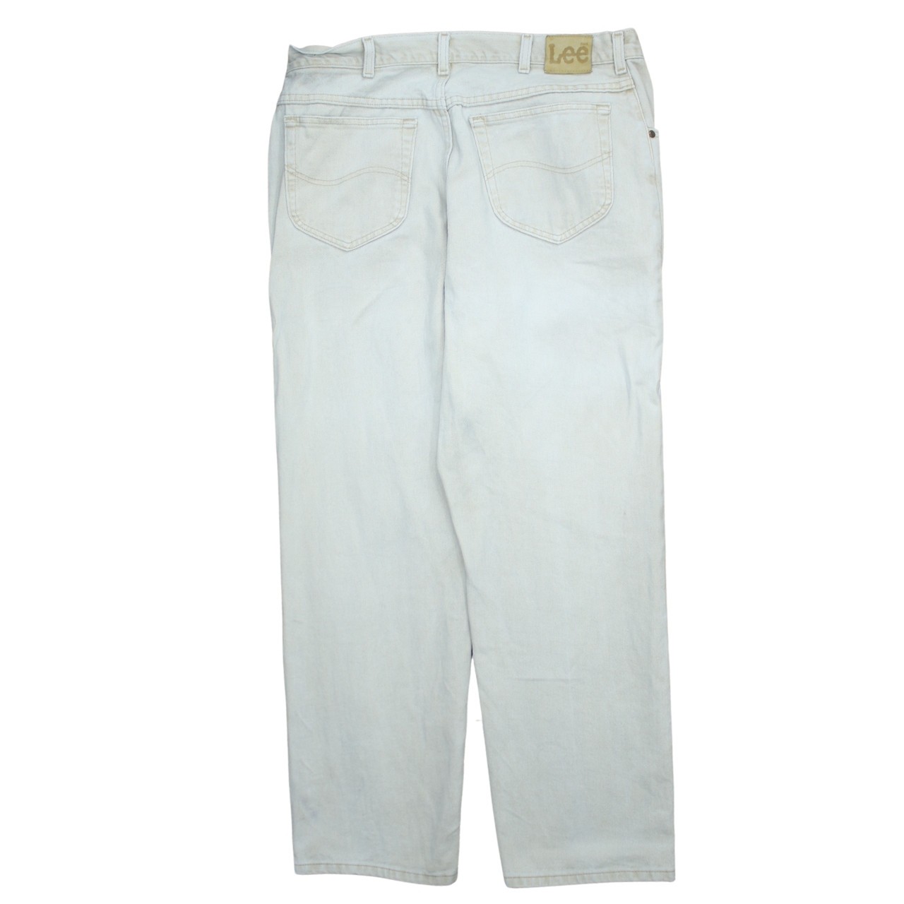 Lee Mens Beige Denim Jeans Straight Leg 5 Pocket Zip Fly Relaxed Fit Classic XL