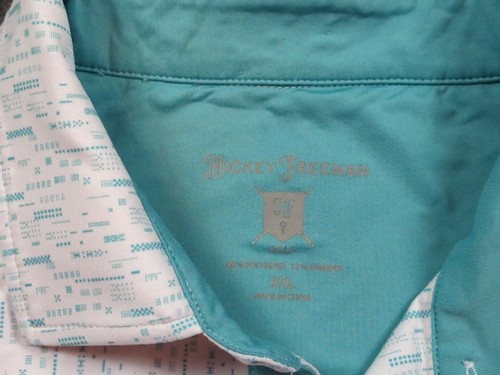Hickey Freeman Hemd Herren 2XL Weiß Blau Stretch Kurzarm Golf Freizeit - Bild 3 von 8